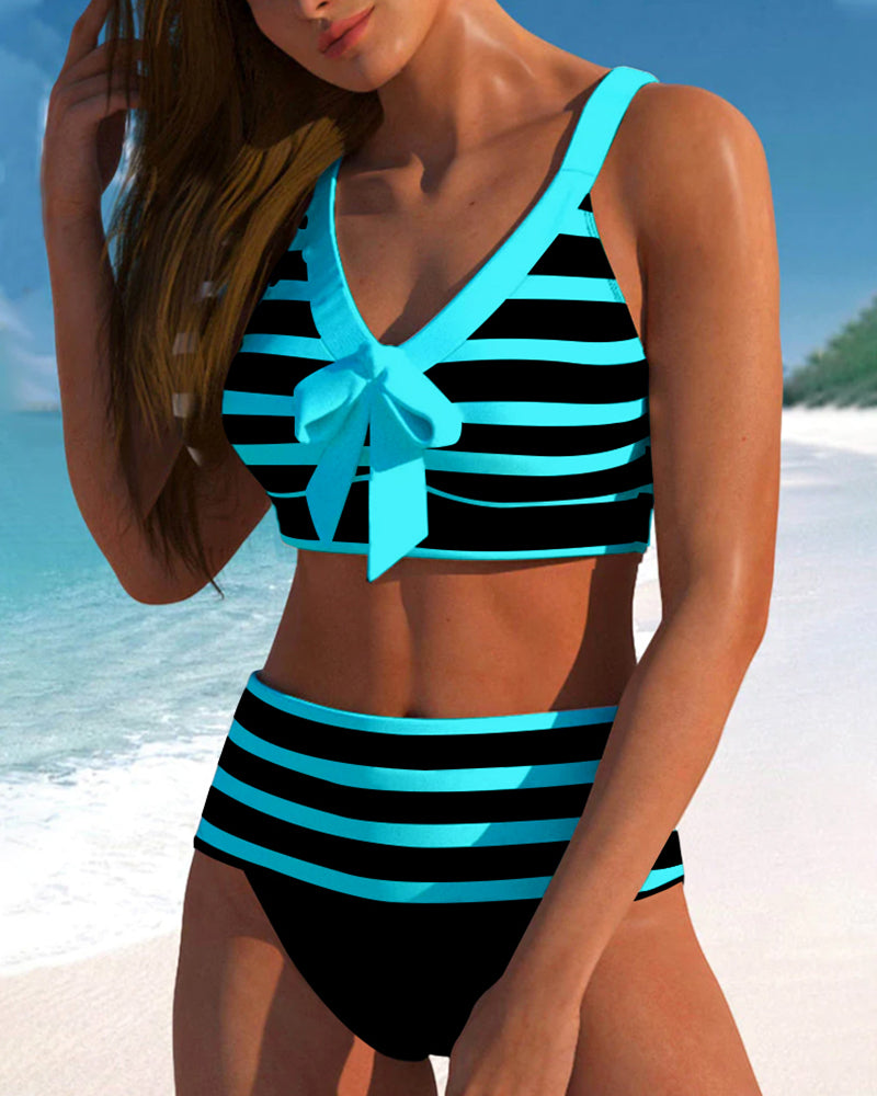 Bikinis de rayas de talle alto