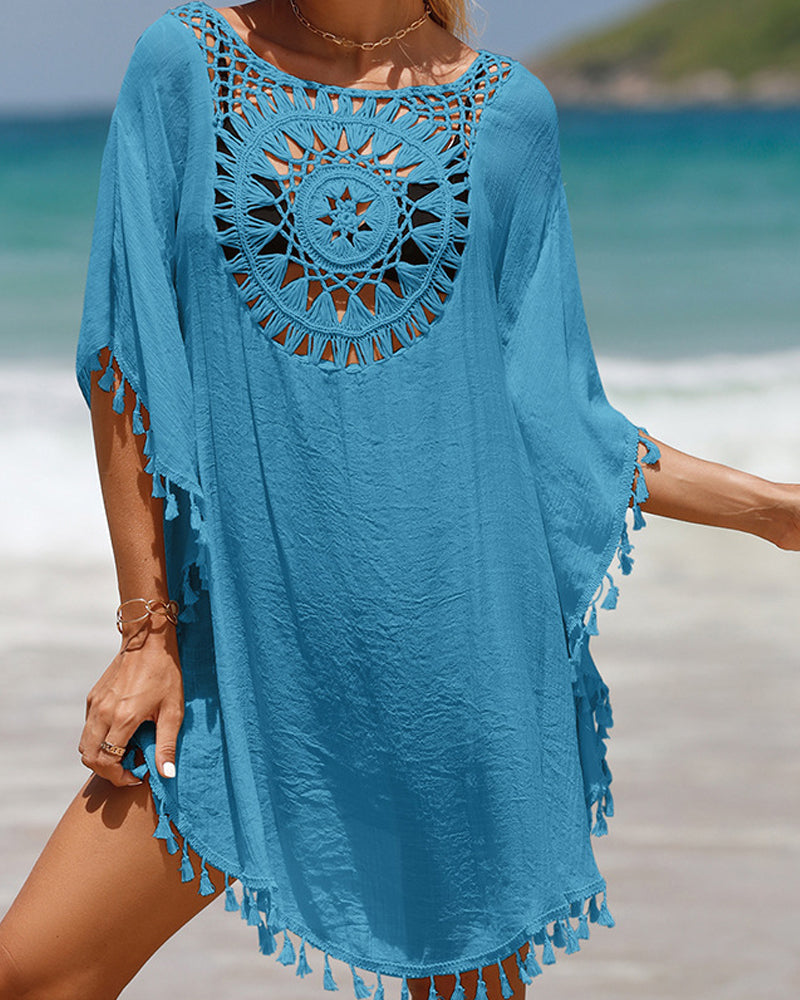 Poncho de Toalla de Playa con Flecos