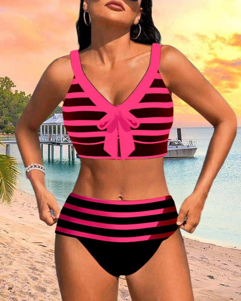 Bikinis de rayas de talle alto