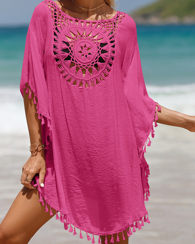 Poncho de Toalla de Playa con Flecos