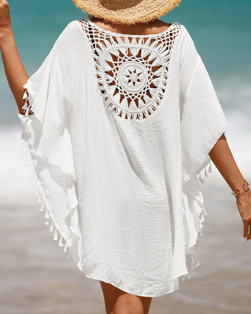 Poncho de Toalla de Playa con Flecos