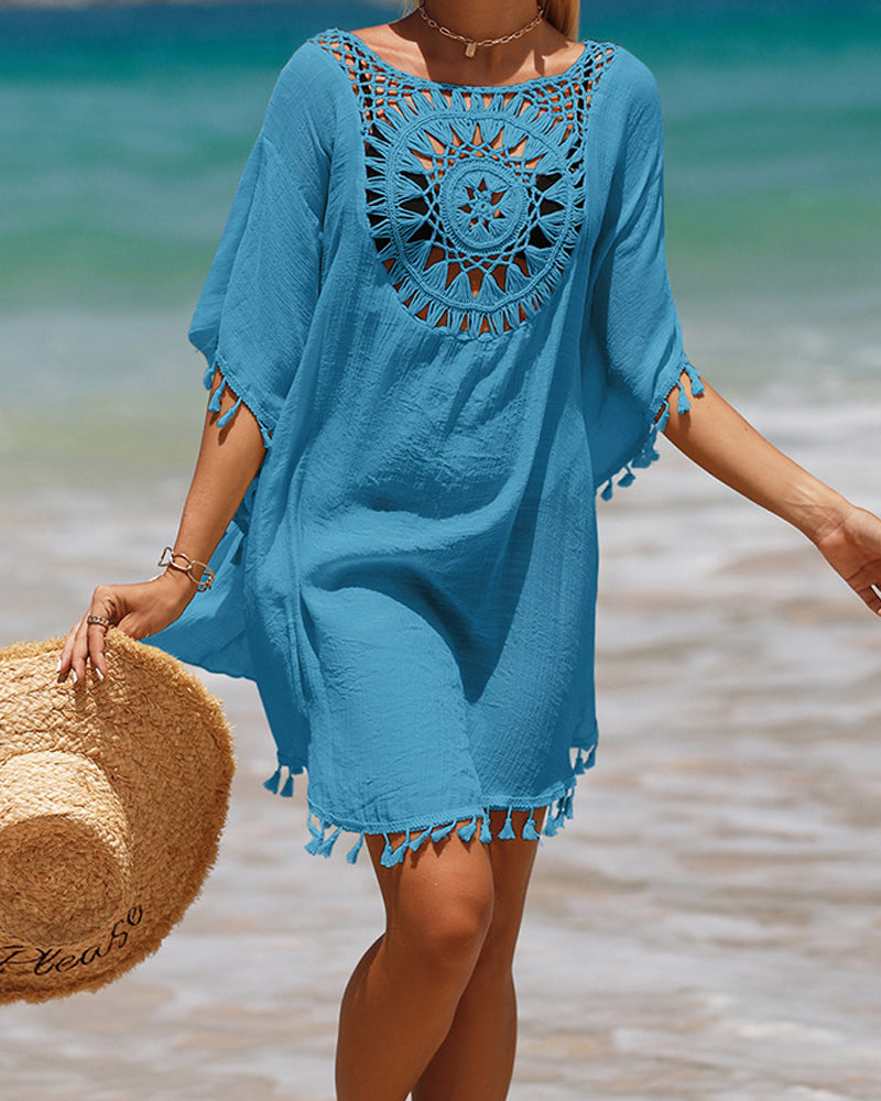Poncho de Toalla de Playa con Flecos